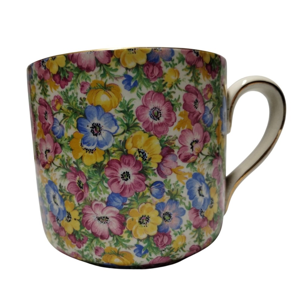 Royal Lord Nelson Ware Anemone 2448 Chintz Mug Floral Gold Trim Made in England